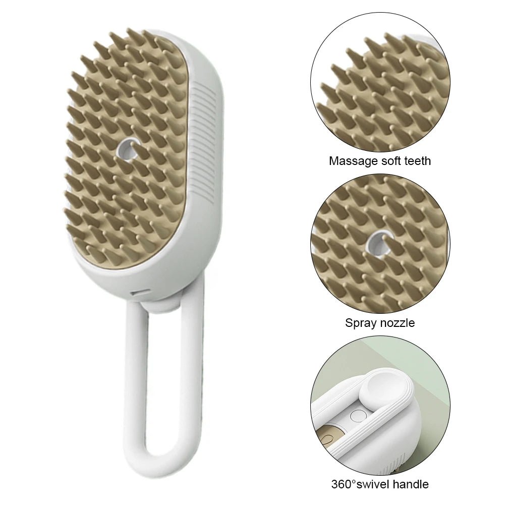 Ultimate 3-in-1 Electric Steam Brush for Pets - Groom, Clean, and Pamper with Hair Removal and Retractable Handle