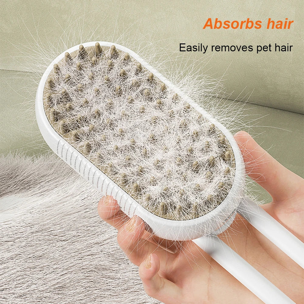 Ultimate 3-in-1 Electric Steam Brush for Pets - Groom, Clean, and Pamper with Hair Removal and Retractable Handle