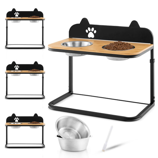 Adjustable Elevated Dog Bowls Feeder - 3 Heights, Sturdy Design & Personalised Marker