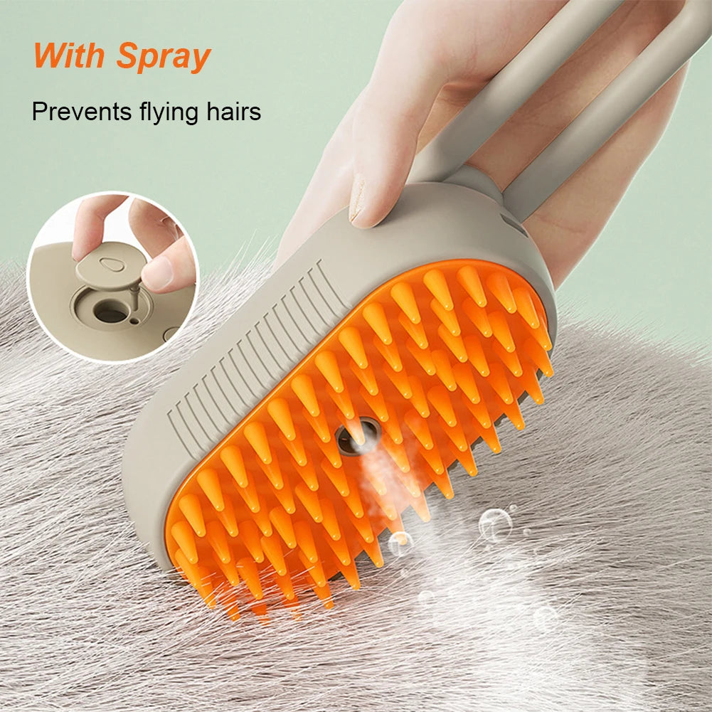 Ultimate 3-in-1 Electric Steam Brush for Pets - Groom, Clean, and Pamper with Hair Removal and Retractable Handle