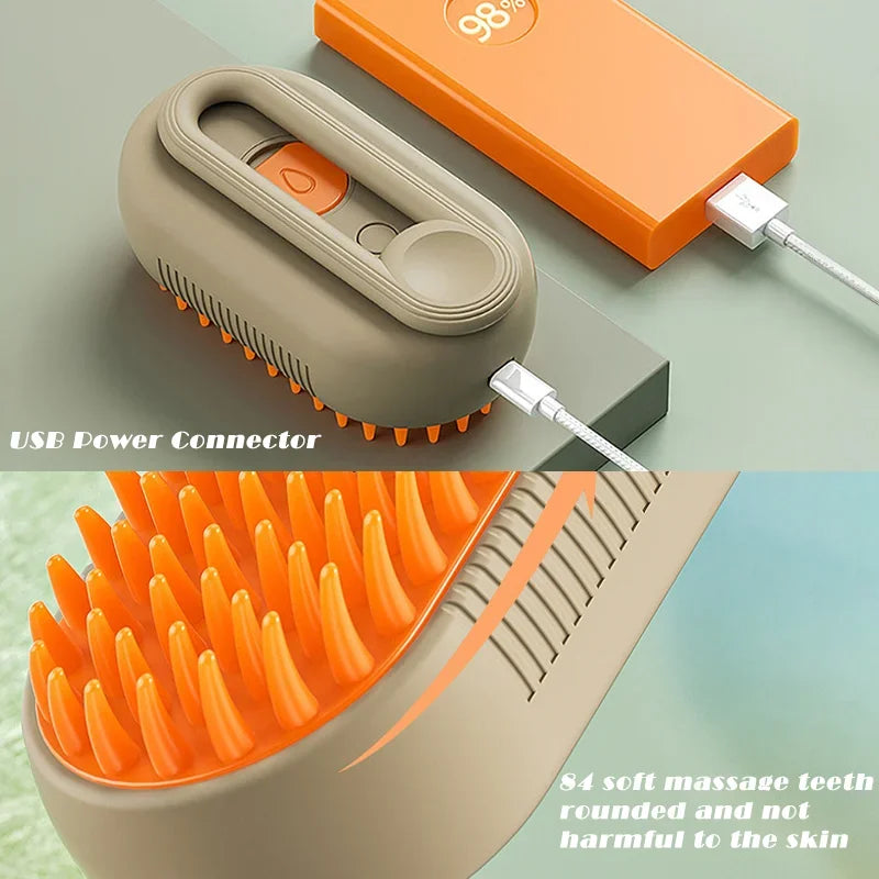 Ultimate 3-in-1 Electric Steam Brush for Pets - Groom, Clean, and Pamper with Hair Removal and Retractable Handle