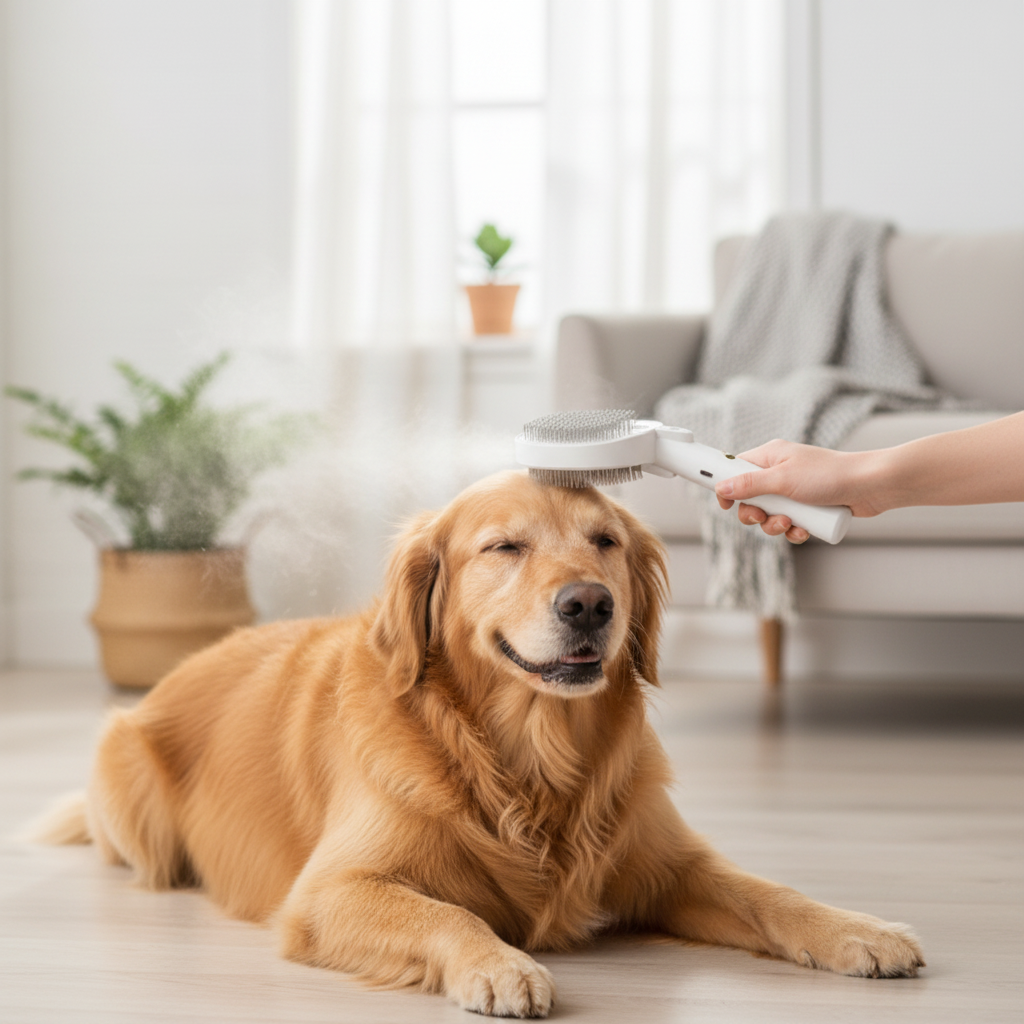 Self-Cleaning Steam Pet Grooming Brush