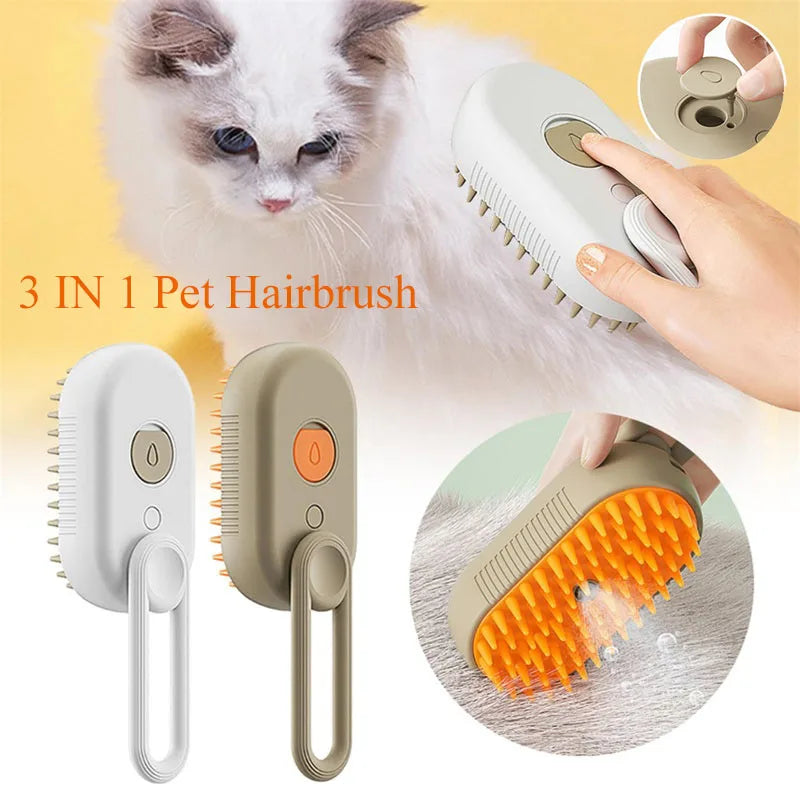 Ultimate 3-in-1 Electric Steam Brush for Pets - Groom, Clean, and Pamper with Hair Removal and Retractable Handle