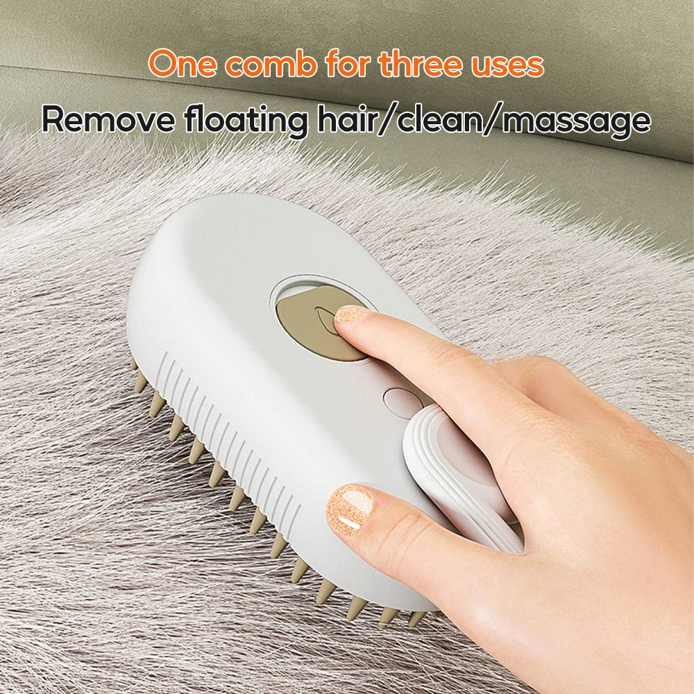 Ultimate 3-in-1 Electric Steam Brush for Pets - Groom, Clean, and Pamper with Hair Removal and Retractable Handle