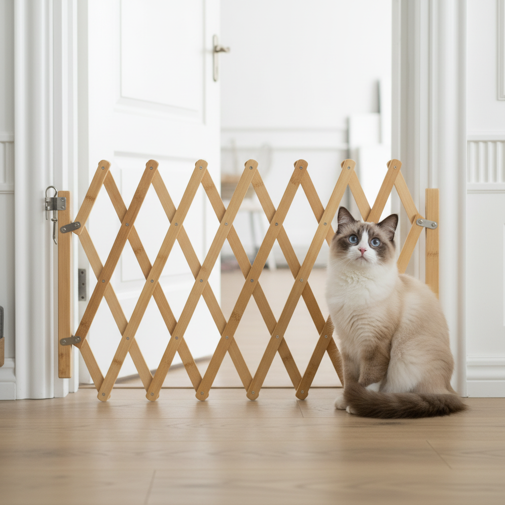 Wooden Retractable Pet Safety Gate
